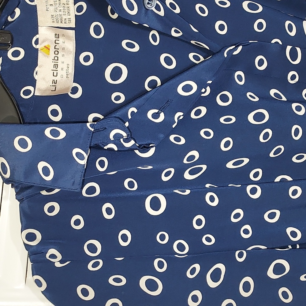 Rouje Look Liz Claiborne Blue and White Casual Button Front Dress 8p 38 - Picture 5 of 9